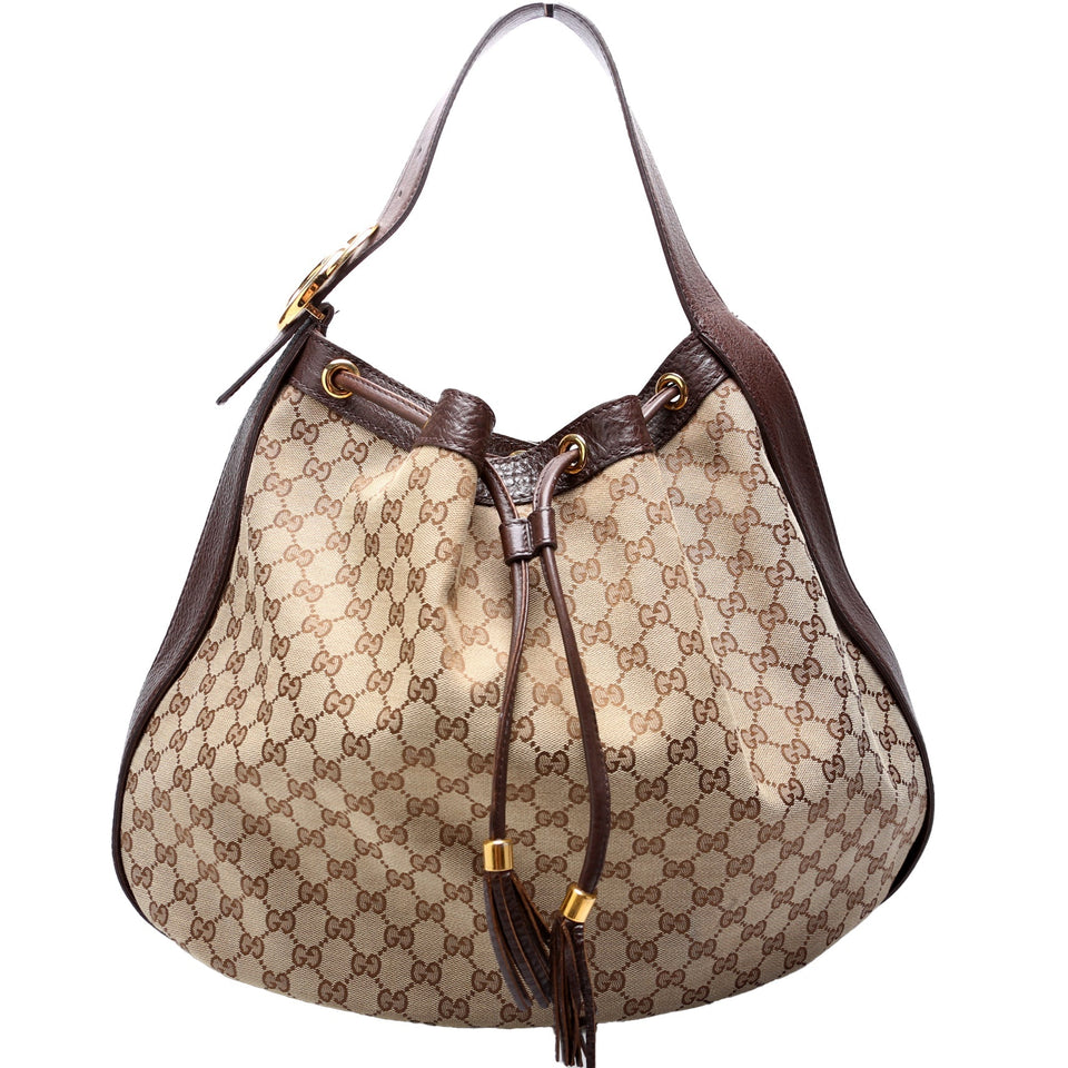 Gucci 223951 GG Canvas Interlocking Icon Drawstring Hobo Bag