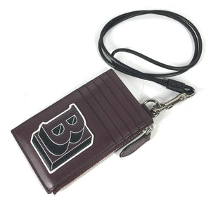 Burberry Coin case leather Purple type Wallet Coin Pocket With TB strap mens