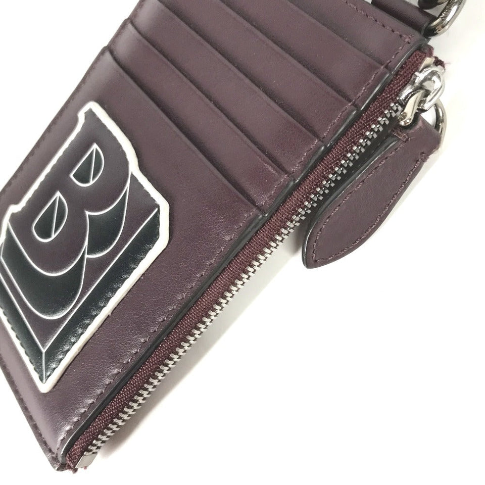 Burberry Coin case leather Purple type Wallet Coin Pocket With TB strap mens