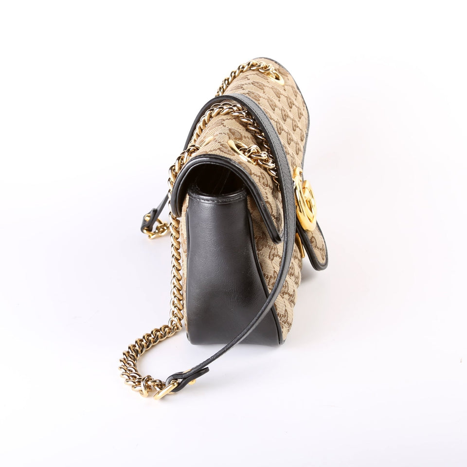Gucci 443497 Marmont GG Canvas Shoulder Small Flap Bag