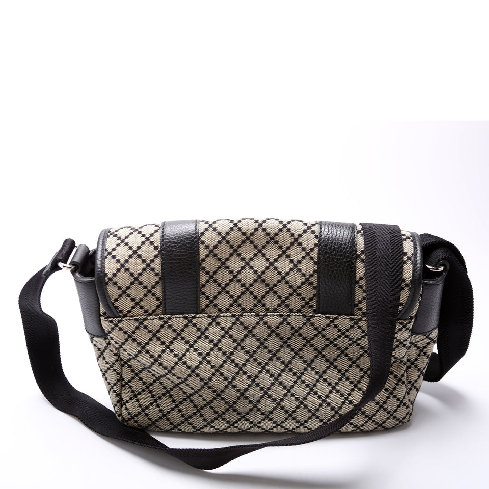 Gucci 374429 Diamante Canvas Double Buckle Flap Small Messenger Bag