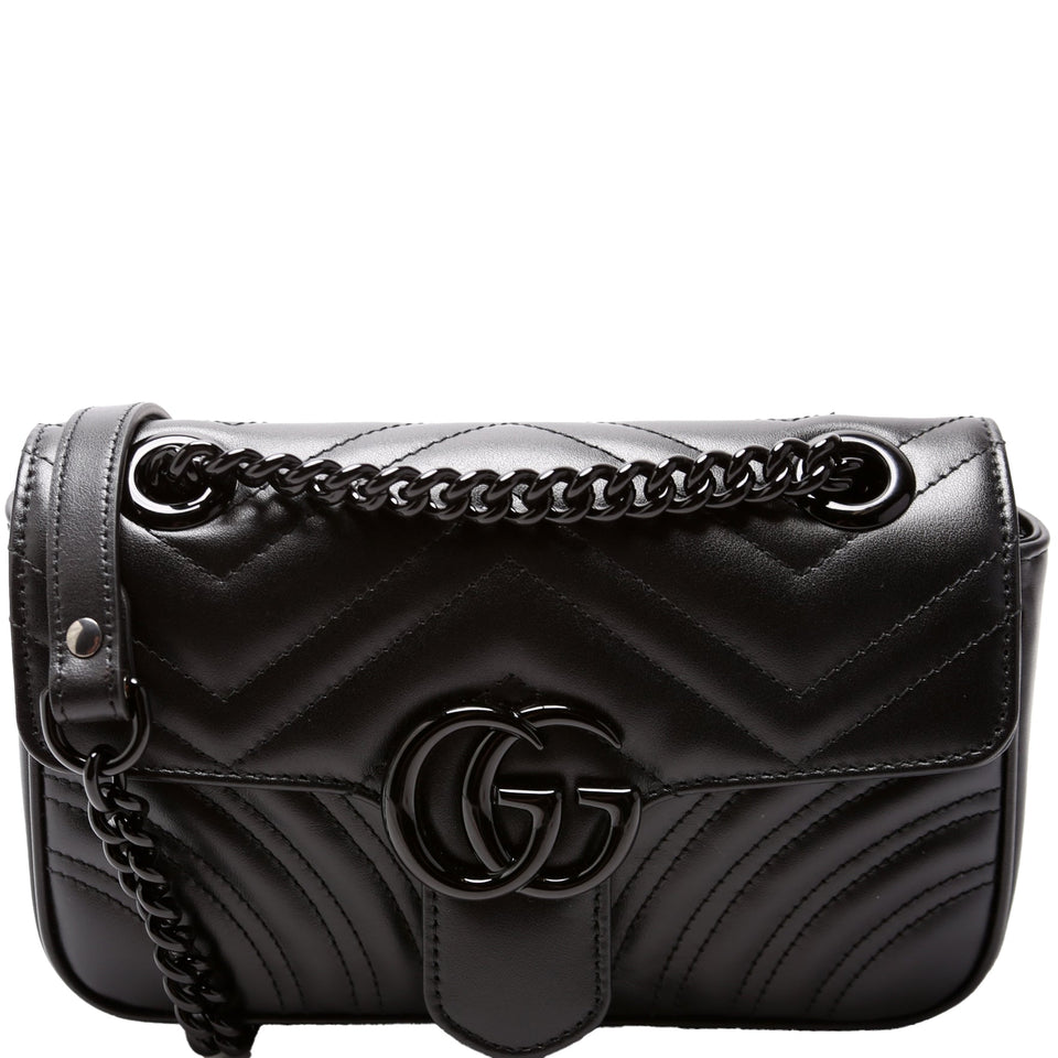 Gucci 446744 Marmont Monochrome Leather Shoulder Mini Flap Bag