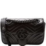 Gucci 446744 Marmont Monochrome Leather Shoulder Mini Flap Bag