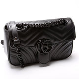 Gucci 446744 Marmont Monochrome Leather Shoulder Mini Flap Bag