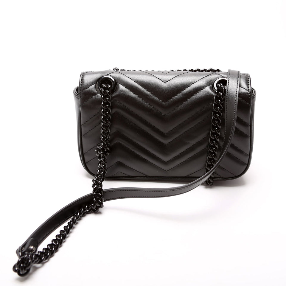 Gucci 446744 Marmont Monochrome Leather Shoulder Mini Flap Bag