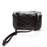 Gucci 446744 Marmont Monochrome Leather Shoulder Mini Flap Bag