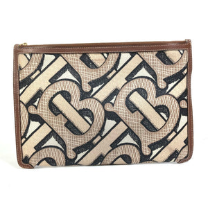 Burberry Clutch bag PVC / Leather Brown Bag TB whole pattern Clutch bag mens