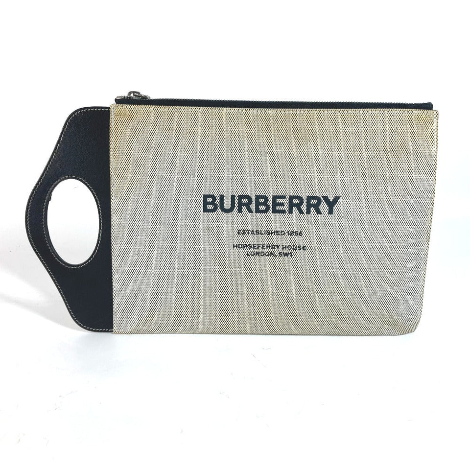 Burberry Clutch bag Leather / canvas gray logo mens