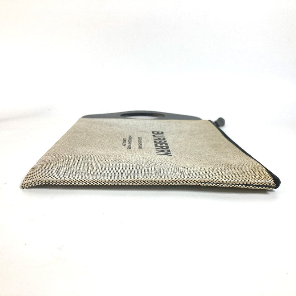Burberry Clutch bag Leather / canvas gray logo mens