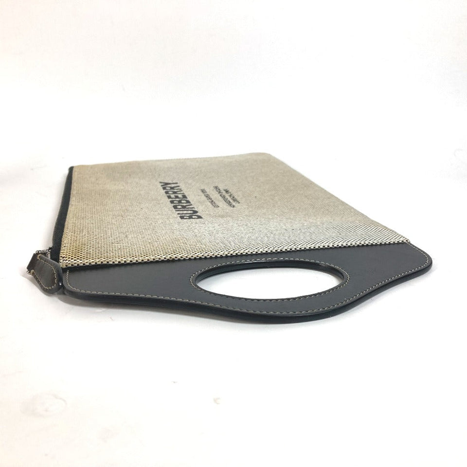 Burberry Clutch bag Leather / canvas gray logo mens