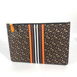 Burberry Clutch bag leather Brown TB logo unisex(Unisex)