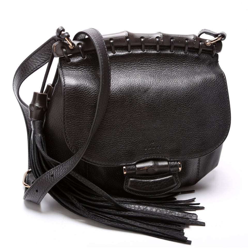 Gucci 347104 Calfskin Bamboo Nouveau Shoulder Small Bag