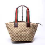 Gucci 131230 GG Canvas Web Bucket Tote Bag