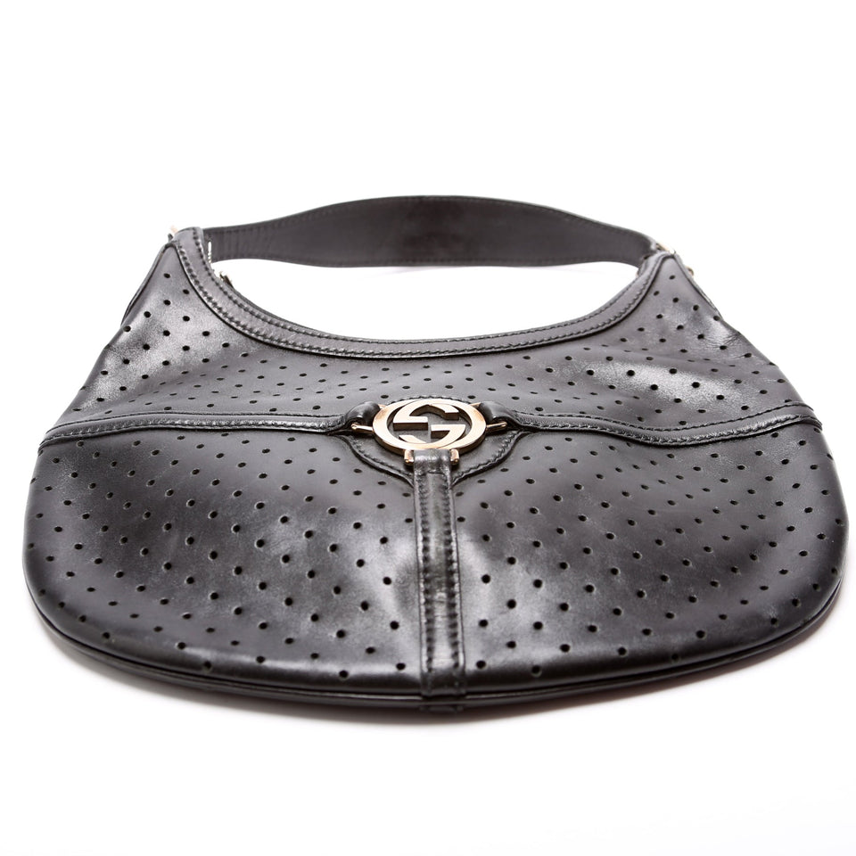 Gucci 114869 Reins Hobo Perforated Leather Bag