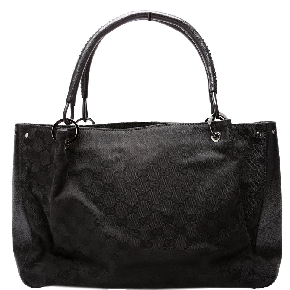 Gucci 115015 GG Canvas Tote Black Bag