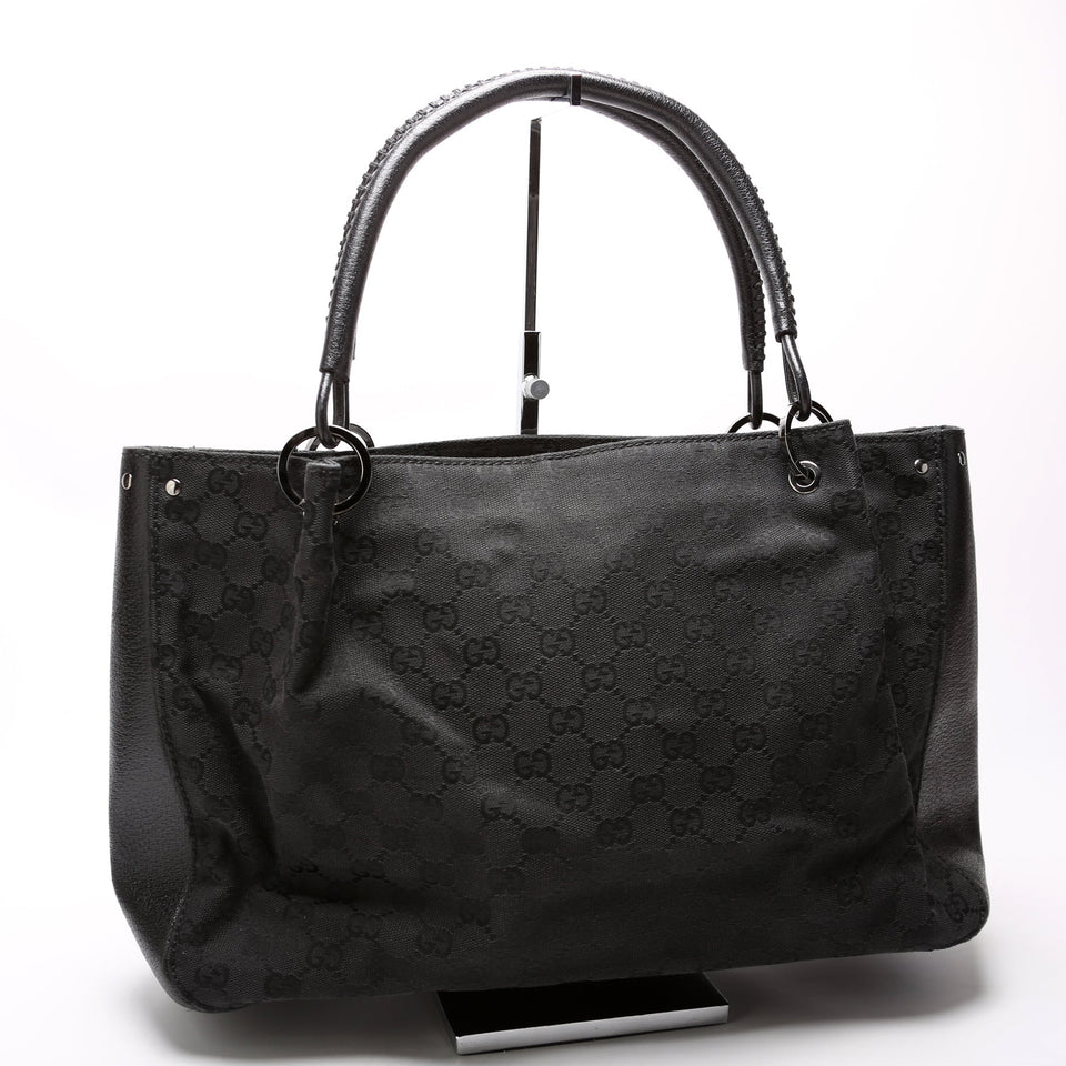 Gucci 115015 GG Canvas Tote Black Bag