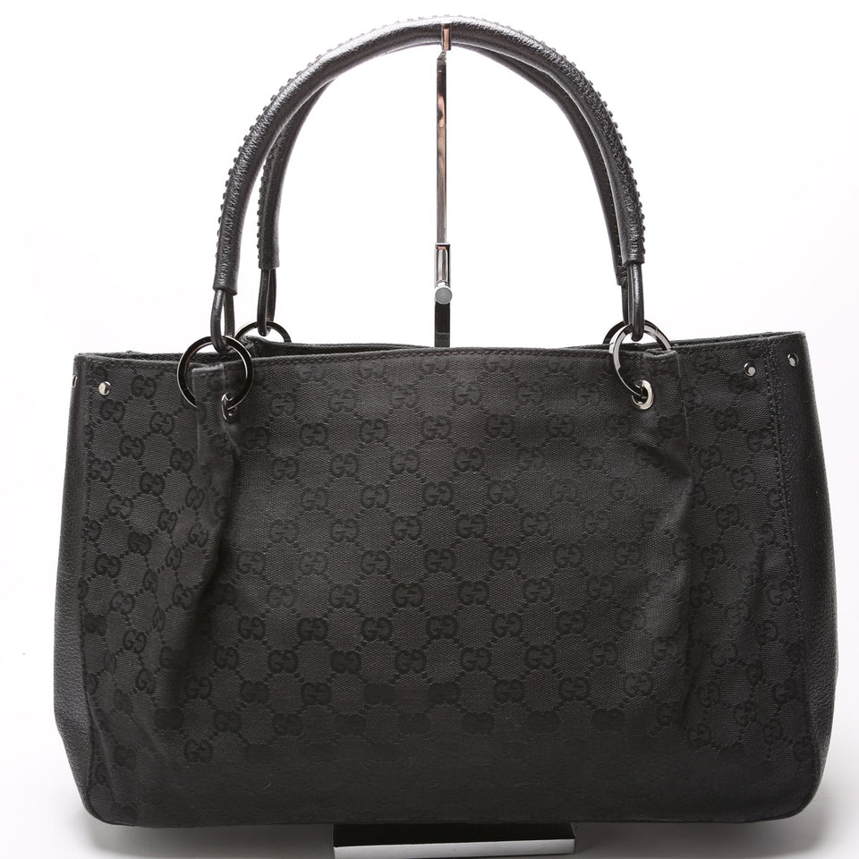 Gucci 115015 GG Canvas Tote Black Bag
