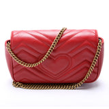 Gucci 476433 Marmont Leather Super Mini Flap Red Bag