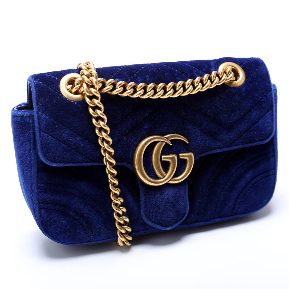 Gucci 446744 Marmont Shoulder Mini Velvet Flap Bag