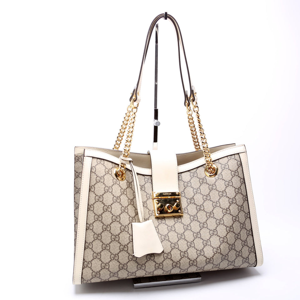 Gucci 479197 Padlock GG Bees Shoulder Medium Cream Bag