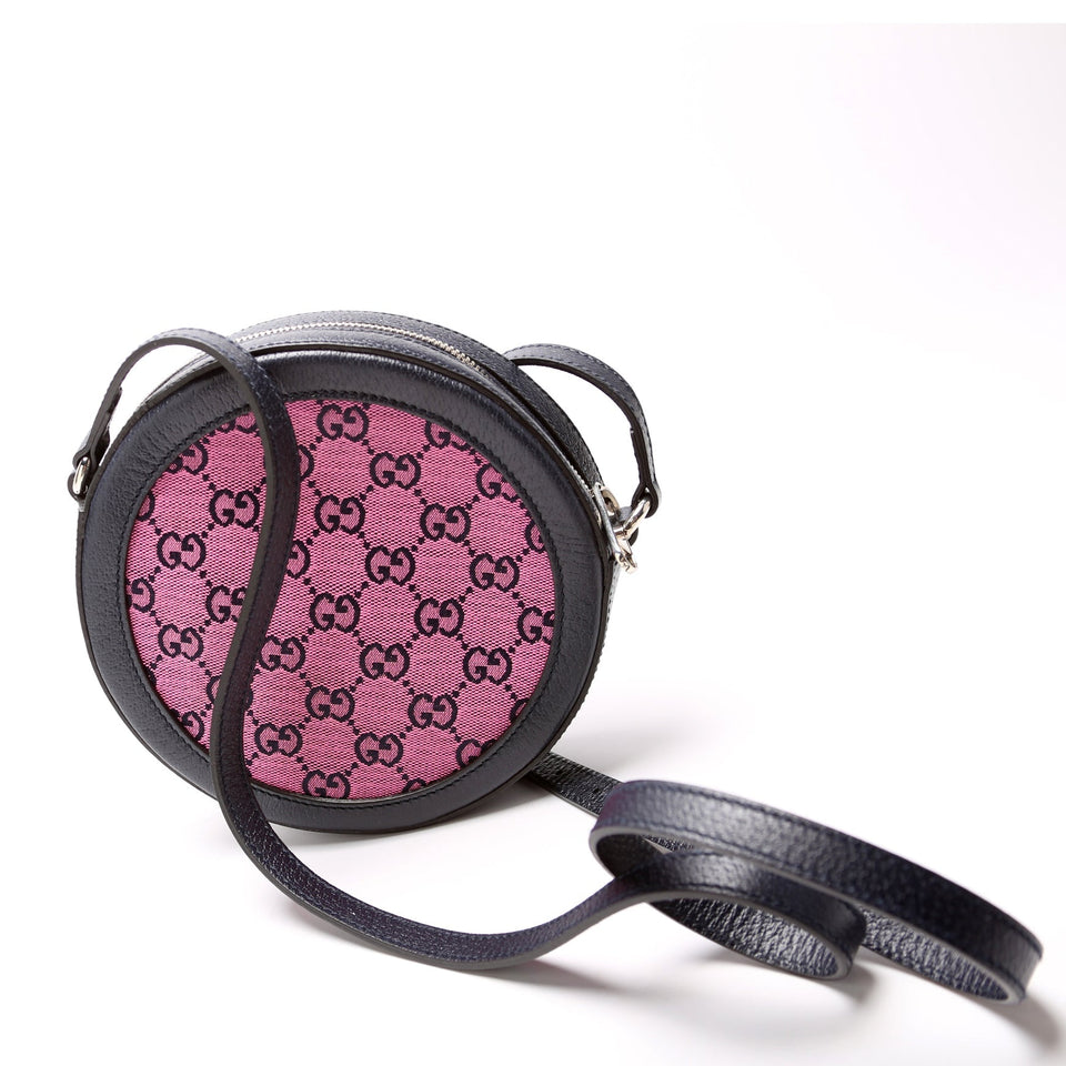 Gucci 658825 GG Multicolor Canvas Interlocking G Round Pink Bag