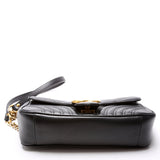 Gucci 443497 Marmont Leather Shoulder Small Flap Black Bag