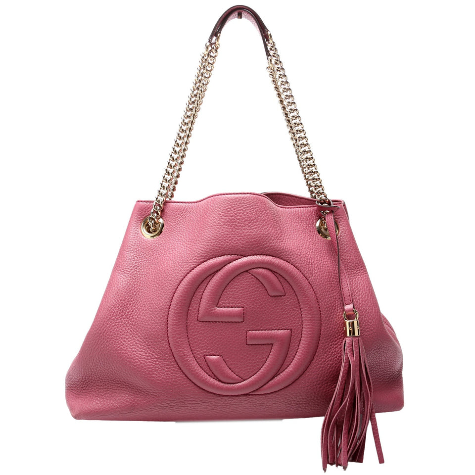 Gucci 308982 Soho Leather Shoulder Medium Mauve Bag