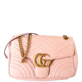 Gucci 443496 Marmont Leather Shoulder Medium Pink Bag