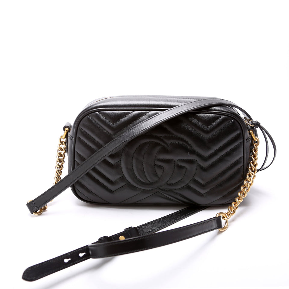Gucci 447632 Marmont Small Leather Camera Black Bag
