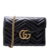 Gucci 474575 Marmont Chain Wallet Black Bag