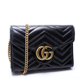 Gucci 474575 Marmont Chain Wallet Black Bag