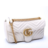 Gucci Marmont Leather Shoulder Small Flap 443497 White Bag