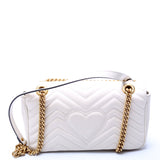 Gucci Marmont Leather Shoulder Small Flap 443497 White Bag
