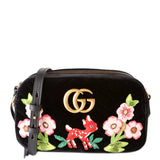 Gucci 447632 Marmont Small Velvet Camera Black Bag