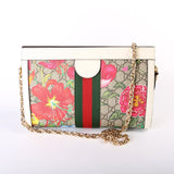 Gucci 503877 GG Supreme Flora Ophidia Small Chain White Bag