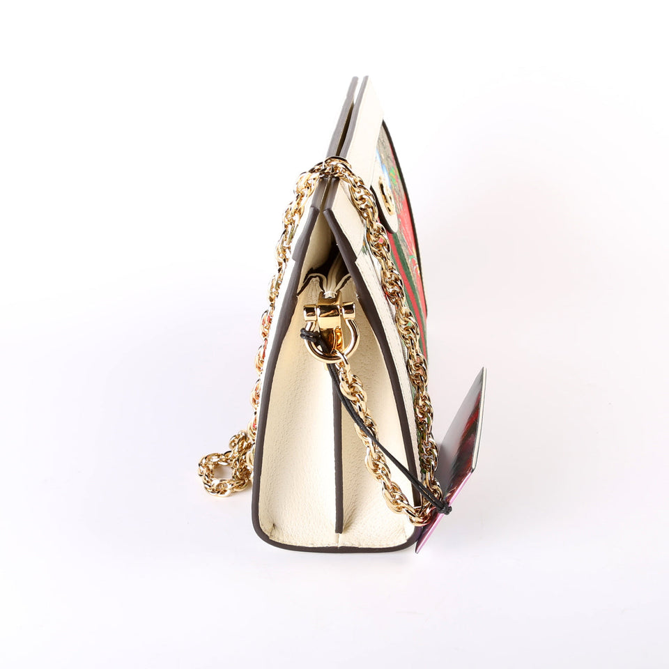 Gucci 503877 GG Supreme Flora Ophidia Small Chain White Bag