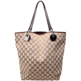 Gucci 120836 GG Canvas Tote Brown Bag