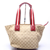 Gucci 131230 GG Canvas Web Bucket Tote Red Bag