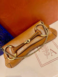 Gucci Horsebit Chain Shoulder Bag Large Tan Brown Leather