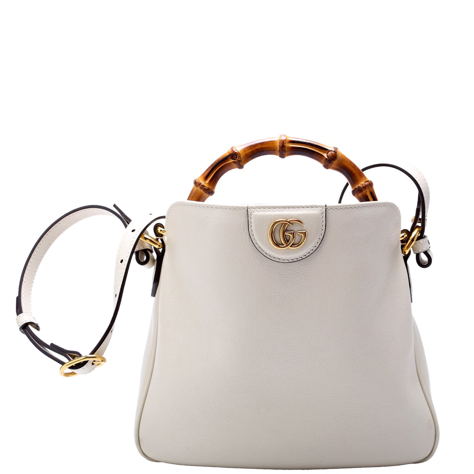 Gucci 746124 Diana Bamboo Shoulder White Bag