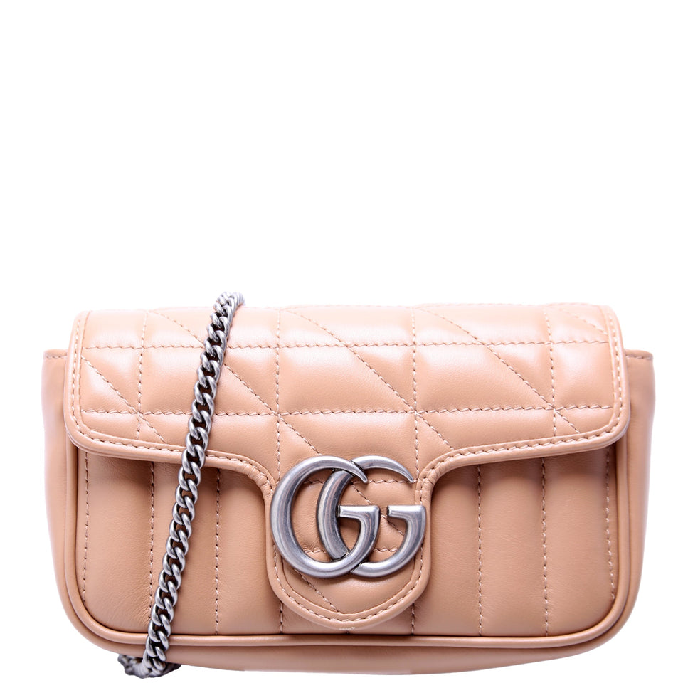 Gucci 476433 Marmont Aria Super Mini Flap Tan Bag
