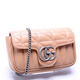 Gucci 476433 Marmont Aria Super Mini Flap Tan Bag