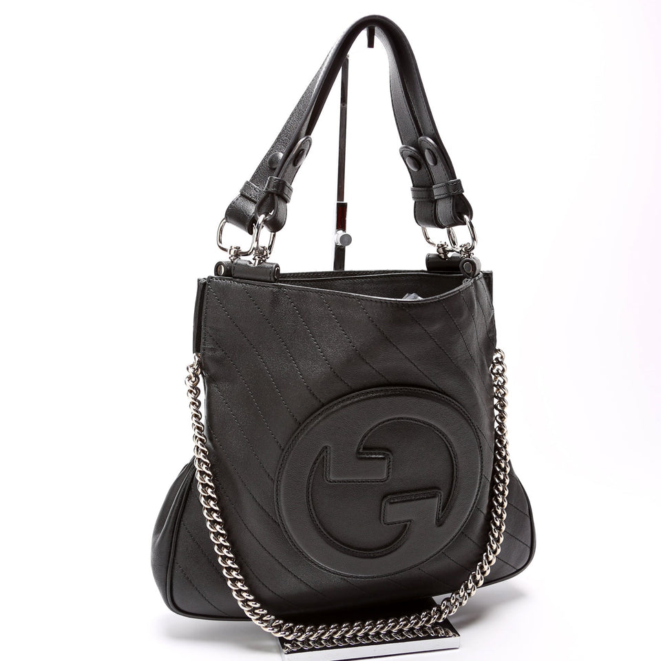 Gucci 751518 Blondie Small Leather Tote Black Bag