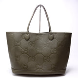 Gucci 726755 GG Embossed Tote W/Pouch Large Green Bag