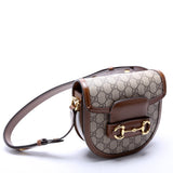 Gucci 760191 Horsebit 1955 GG Supreme Mini Rounded Brown Bag