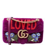 Gucci 443496 Marmont Velvet Loved Shoulder Medium Purple/Multicolor Bag