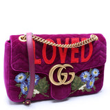 Gucci 443496 Marmont Velvet Loved Shoulder Medium Purple/Multicolor Bag