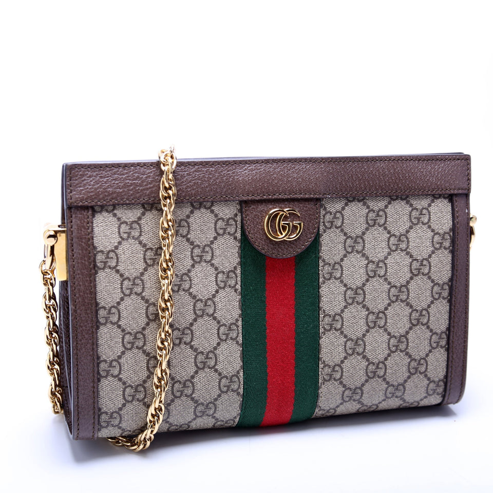 Gucci 503877 GG Supreme Ophidia Small Chain Brown Bag