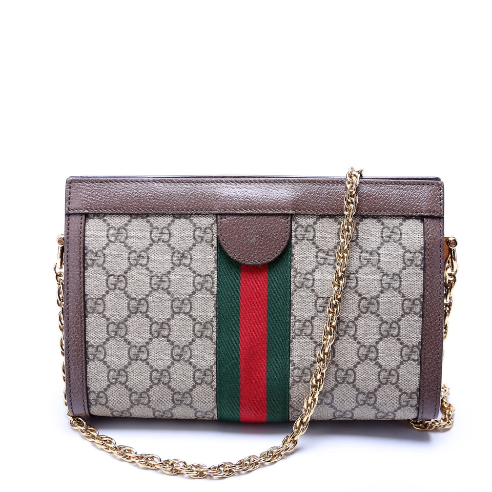 Gucci 503877 GG Supreme Ophidia Small Chain Brown Bag