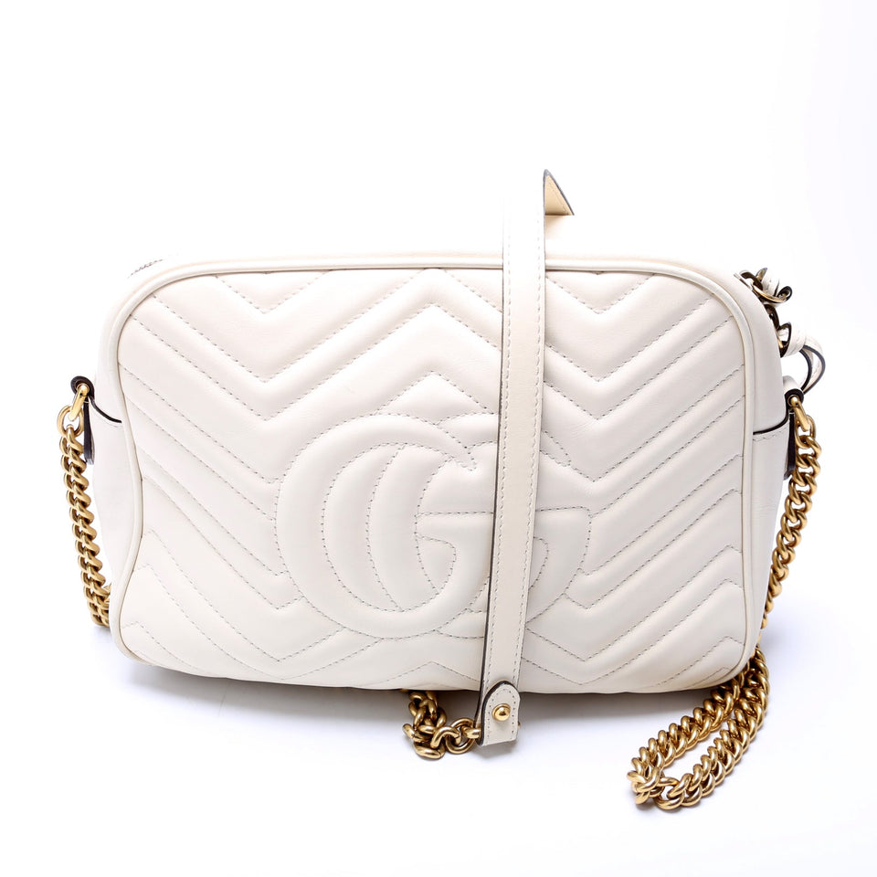 Gucci 443499 GG Marmont Medium Chain Cream Bag